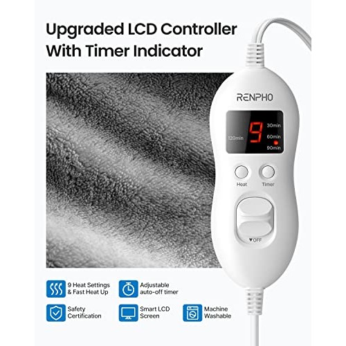 RENPHO Electric Heating Pad for Back Pain Relief, 24”x32” Large ETL Certified...