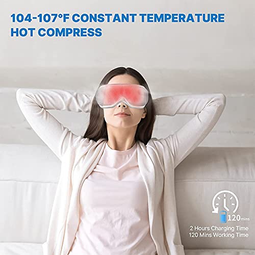 RENPHO Eye Massager with Heat, Bluetooth Music Rechargeable Eye Heat Massager...