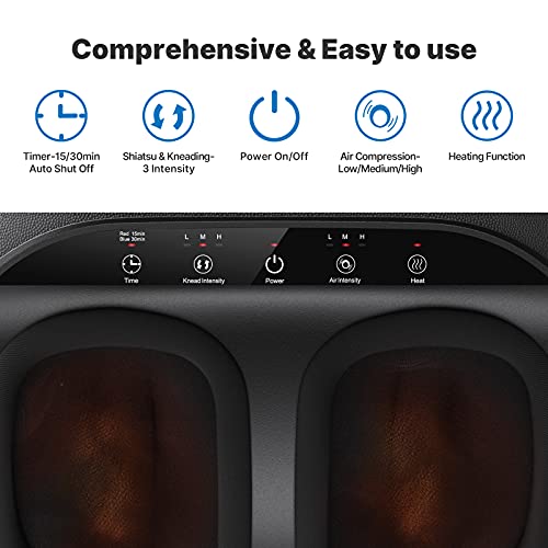 RENPHO Foot Massager Machine with Heat, Shiatsu Deep Kneading, Multi-Level Se...