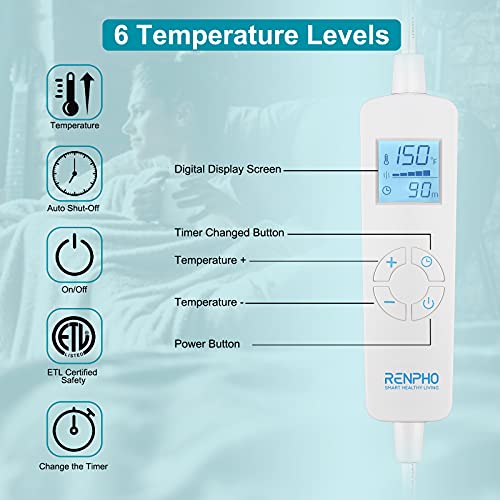 RENPHO Large Heating Pad for Back Pain Relief, 24"x33'' Electric Heated Pad f...