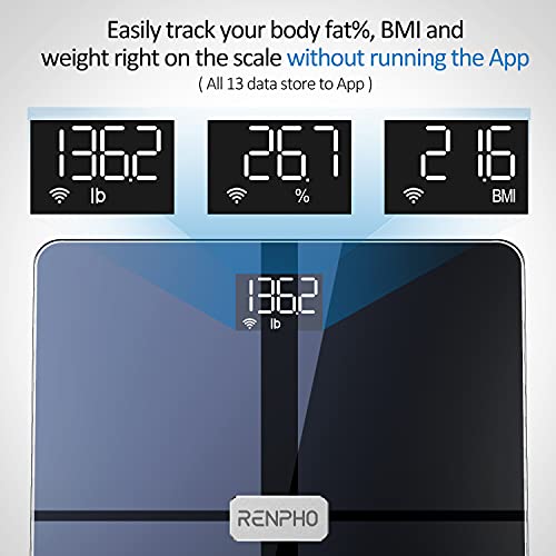RENPHO Premium Wi-Fi Bluetooth Scale Smart Digital Bathroom Weight BMI Body F...
