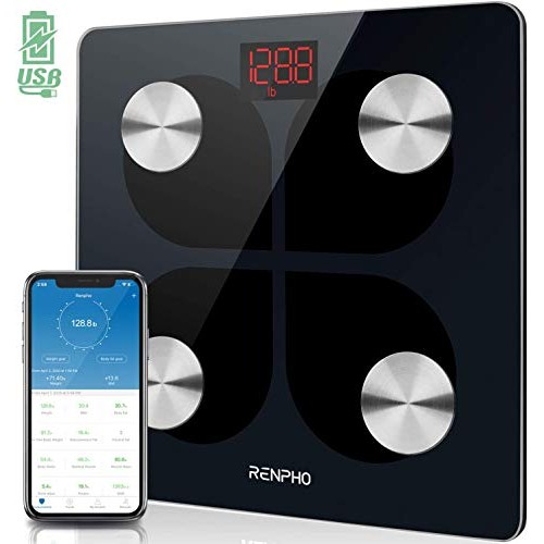 RENPHO Rechargeable Smart Scale Digital Weight and Body Fat USB Weight BMI Sc...