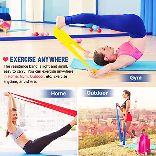 5.9ft Resistance Bands Set - Exercise Bands for Physical Therapy, Yoga, Pilat...
