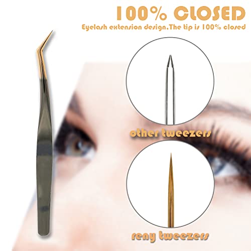 2PCS Reny Eyelash Extension Tweezers for Make Fans Professional Precision cur...