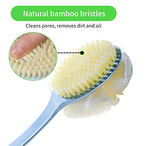 3Pack Back Shower Body Brushes for Wet or Dry Double Side Long Handle for Ski...