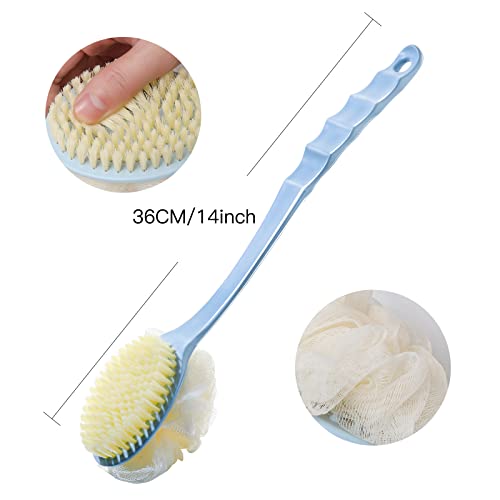 3Pack Back Shower Body Brushes for Wet or Dry Double Side Long Handle for Ski...