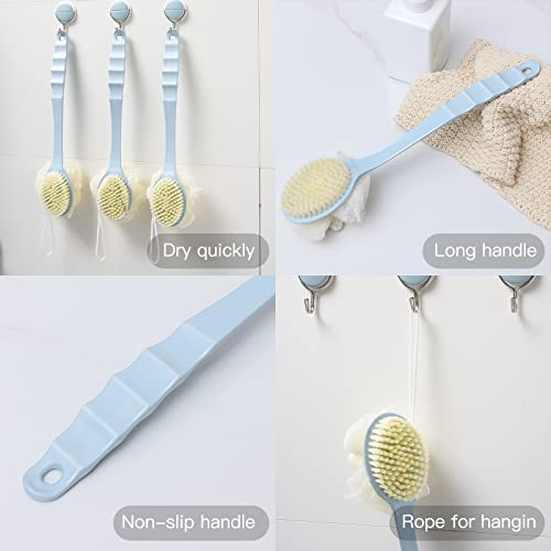 3Pack Back Shower Body Brushes for Wet or Dry Double Side Long Handle for Ski...