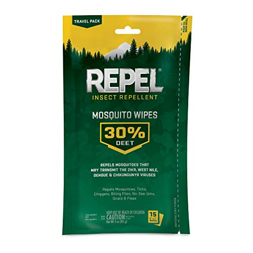 Repel - HG-94100 94100 Insect lent Mosquito Wipes 30% DEET, 15-Count