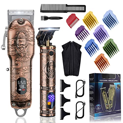 Hair Clippers for Men Cordless T-Blade Hair Trimmer Set Professional Barber C...
