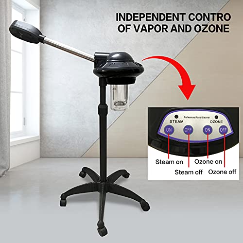 Professional Facial Steamer, Facial Steamer on Pentagram Wheels with More Ste...