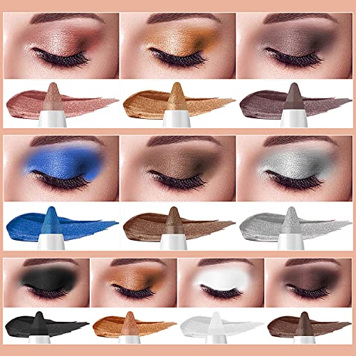 RetroChic 10 Pcs Pack Nude Warm Natural Metallic Eyeshadow Stick，Extremely P...