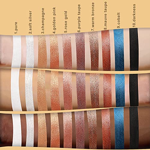 RetroChic 10 Pcs Pack Nude Warm Natural Metallic Eyeshadow Stick，Extremely P...