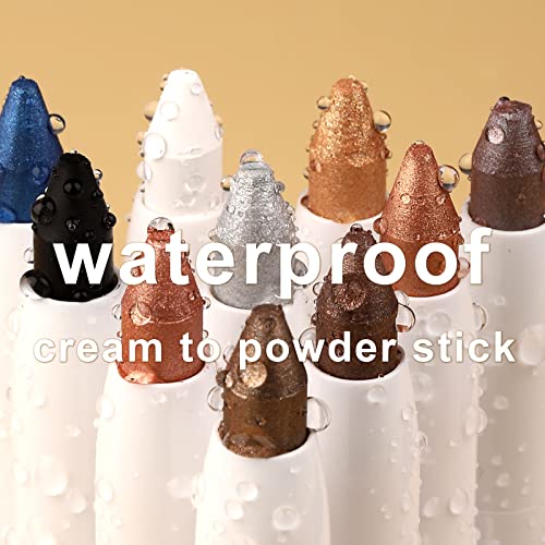 RetroChic 10 Pcs Pack Nude Warm Natural Metallic Eyeshadow Stick，Extremely P...