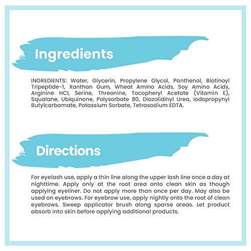 Eyelash Growth Serum & Eyebrow Enhancer - Biotin, Vitamin E & Collagen - Rapi...