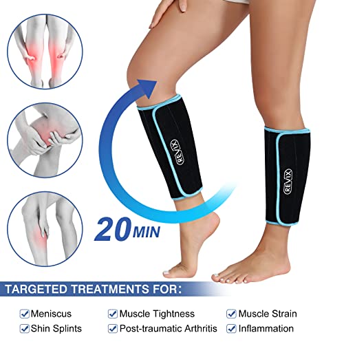 REVIX Calf and Shin Gel Ice Packs for Injuries Reusable Leg Cold Pack Wrap Co...