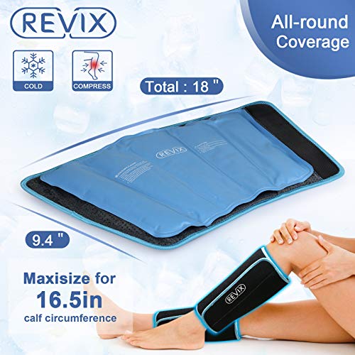 REVIX Calf and Shin Gel Ice Packs for Injuries Reusable Leg Cold Pack Wrap Co...