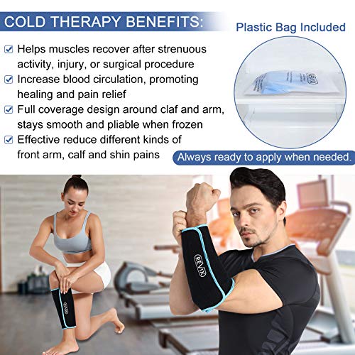 REVIX Calf and Shin Gel Ice Packs for Injuries Reusable Leg Cold Pack Wrap Co...