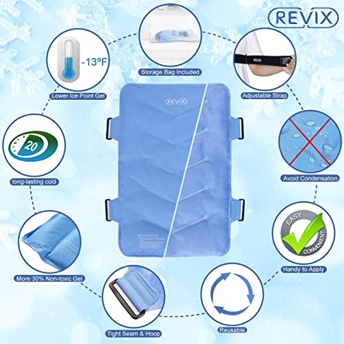 REVIX Full Back Ice Pack for Injuries Reusable Large Gel Ice Wrap for Back Pa...