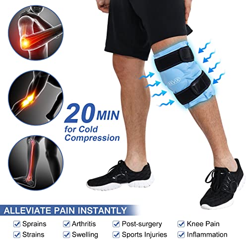 REVIX Ice Pack for Knee Pain Relief, Reusable Gel Ice Wrap for Leg Injuries, ...