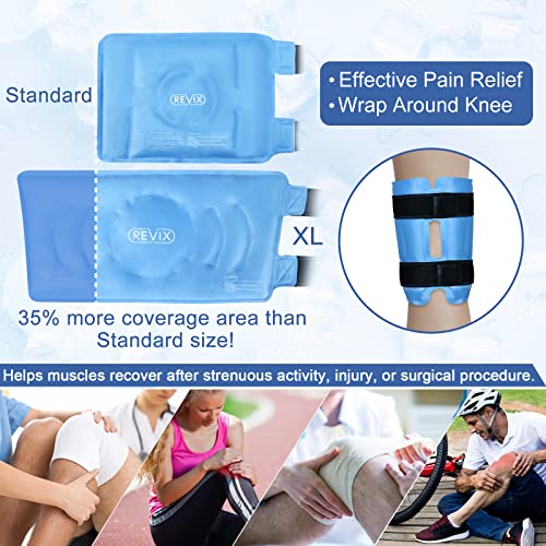 REVIX XL Knee Ice Wrap Around Entire Knee, Reusable Gel Ice Packs for Knee Re...