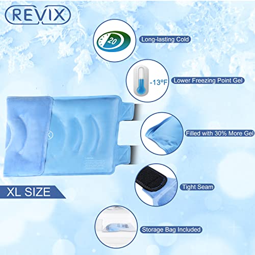 REVIX XL Knee Ice Wrap Around Entire Knee, Reusable Gel Ice Packs for Knee Re...