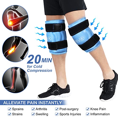 REVIX XL Knee Ice Wrap Around Entire Knee, Reusable Gel Ice Packs for Knee Re...
