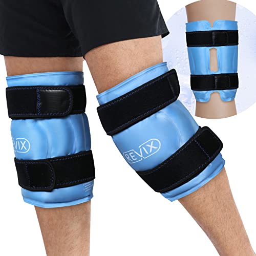 REVIX XL Knee Ice Wrap Around Entire Knee, Reusable Gel Ice Packs for Knee Re...