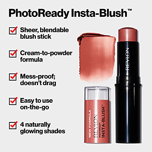Blush Stick by Revlon, PhotoReady Insta-Blush Face Makeup with Cream to Powde...