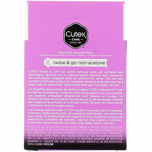 Cutex Care Swipe & Go Non-Acetone Nail Polish Remover Pads 10ct