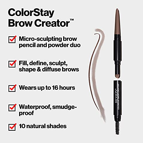 Eyebrow Pencil & Powder by Revlon, ColorStay Brow Creator 2-in-1 Eye Makeup w...