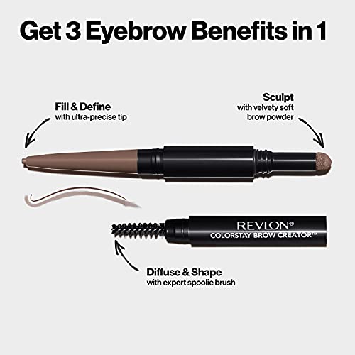Eyebrow Pencil & Powder by Revlon, ColorStay Brow Creator 2-in-1 Eye Makeup w...