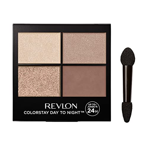 REVLON ColorStay 16 Hour Eyeshadow Quad with Dual-Ended Applicator Brush, Lon...