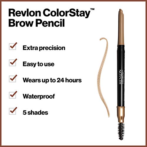 Revlon ColorStay Eyebrow Pencil with Spoolie Brush, Waterproof, Longwearing, ...