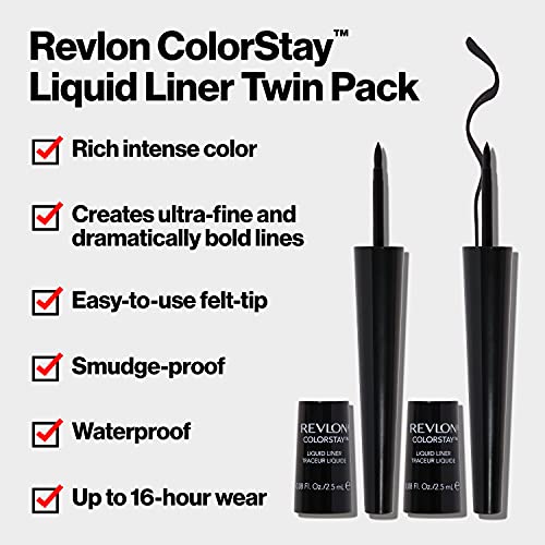 Revlon ColorStay Liquid Eyeliner Twin Pack, Waterproof, Smudgeproof, Longwear...