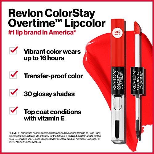 Revlon ColorStay Overtime Lipcolor, Dual Ended Longwearing Liquid Lipstick wi...