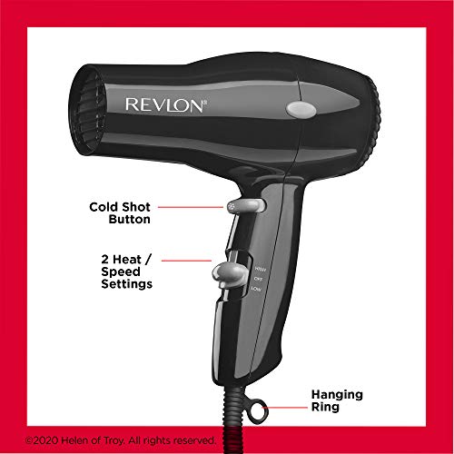 Revlon Compact Hair Dryer | 1875W Lightweight Design, Perfect for Travel, (Bl...