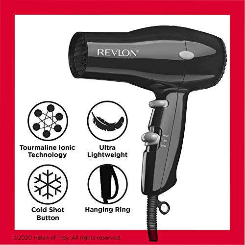 Revlon Compact Hair Dryer | 1875W Lightweight Design, Perfect for Travel, (Bl...
