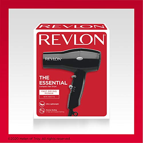 Revlon Compact Hair Dryer | 1875W Lightweight Design, Perfect for Travel, (Bl...