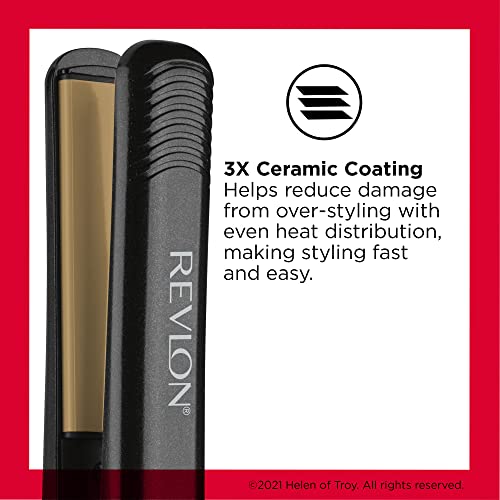 Revlon High Heat 3X Ceramic Flat Iron, 1 Inch