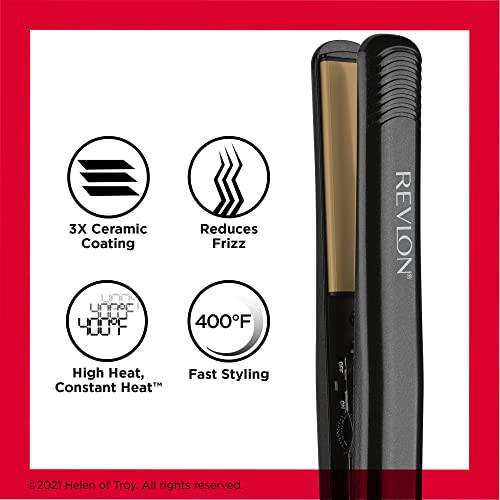 Revlon High Heat 3X Ceramic Flat Iron, 1 Inch