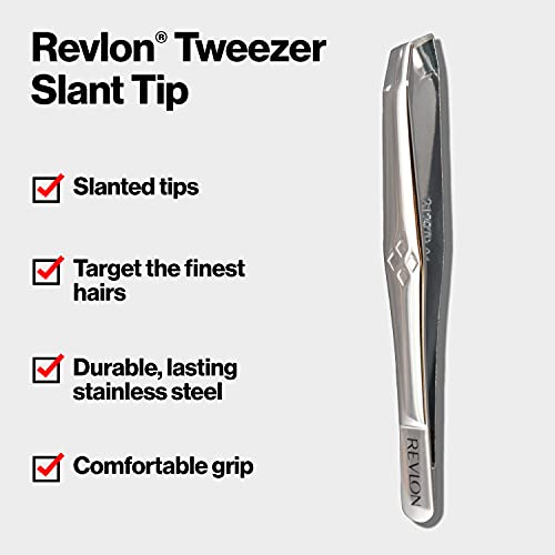 Revlon Multipurpose Slant Tip Tweezer, Eyebrow and Ingrown Hair Removal Makeu...