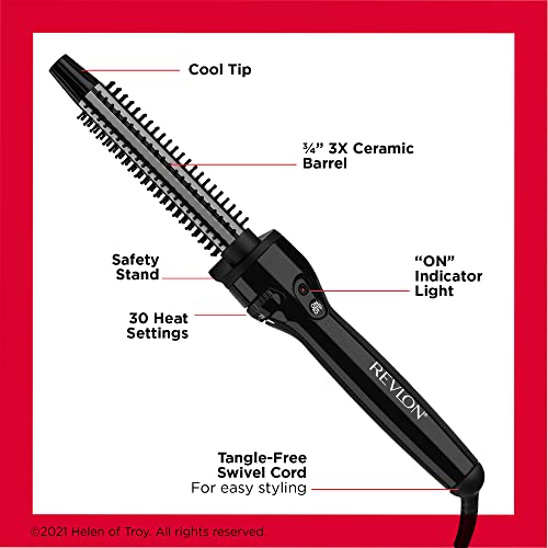 REVLON Perfect Heat Ceramic Curling Iron Brush, Black, 3/4"