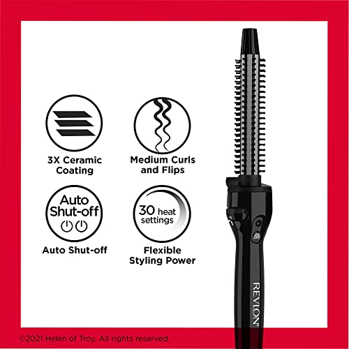 REVLON Perfect Heat Ceramic Curling Iron Brush, Black, 3/4"