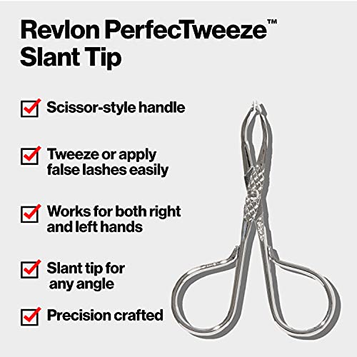 Revlon Perfectweeze Slant Tip Tweezer, with Easy Scissor Handle