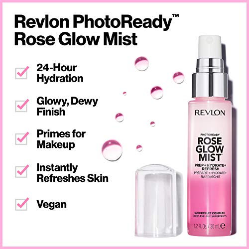 REVLON PhotoReady Rose Glow Face Primer Prep Hydrate Refresh Spray with Sheer...
