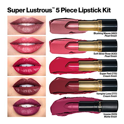 REVLON Super Lustrous Lipstick, 5 Piece Multi-finish Lipcolor Gift Set, in Cr...