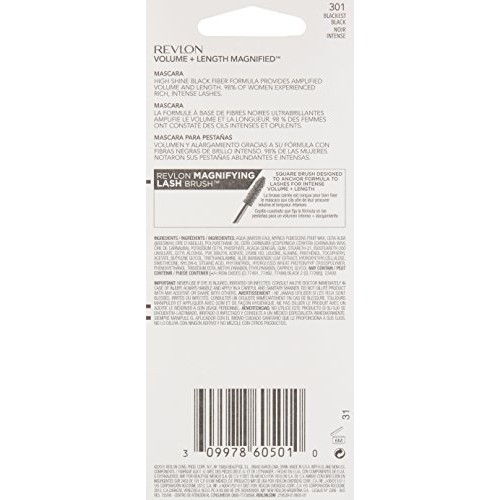 Revlon Volume + Length Magnified Mascara, Blackest Black, 0.28 Ounce (8.5 ml)