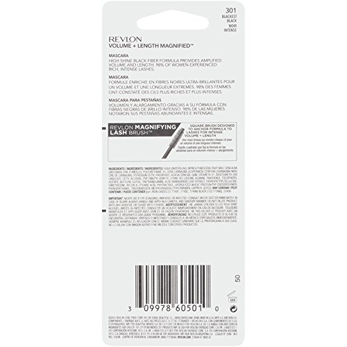 Revlon Volume + Length Magnified Mascara, Blackest Black, 0.28 Ounce (8.5 ml)