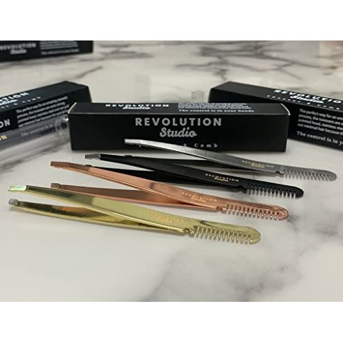 Revolution Studio Premium Stainless Steel Strong Cosmetic Tweezer With Comb I...