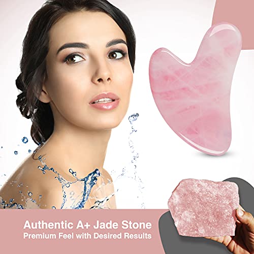 GuaSha Tool for Face - Rose Quartz Gua sha Facial Tools for Face & Body SPA -...